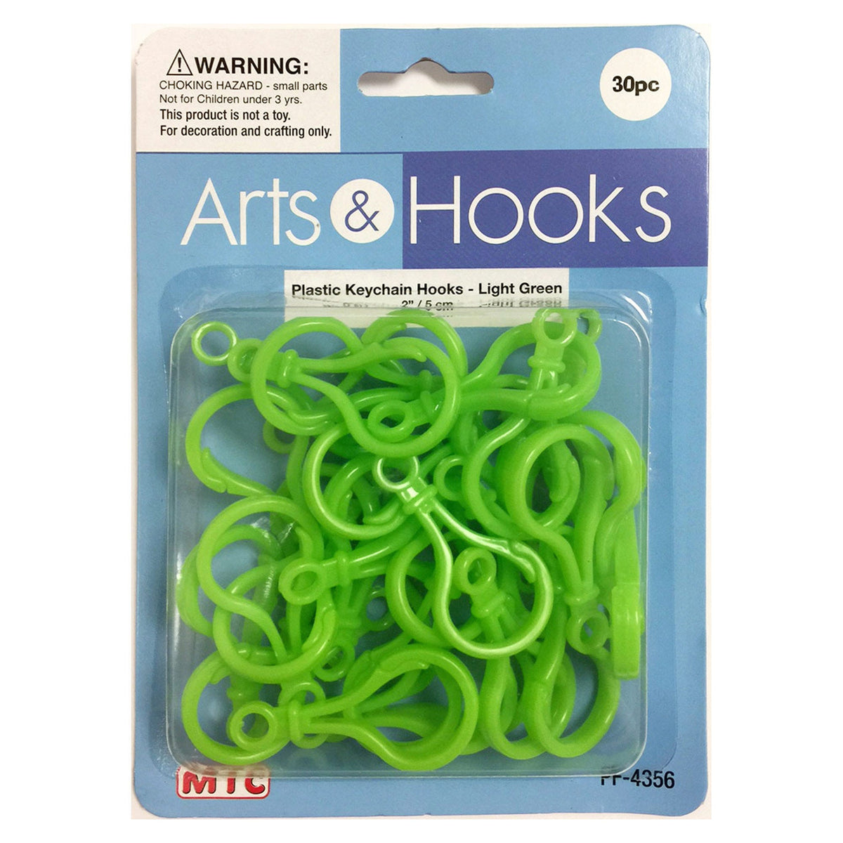 plastic keychain hooks - 2 inch - green - bulk -- 45 per box