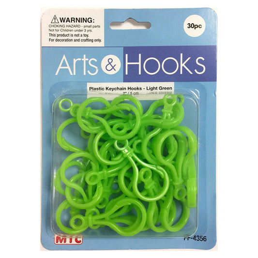 plastic keychain hooks - 2 inch - green - bulk  -- 45 per box