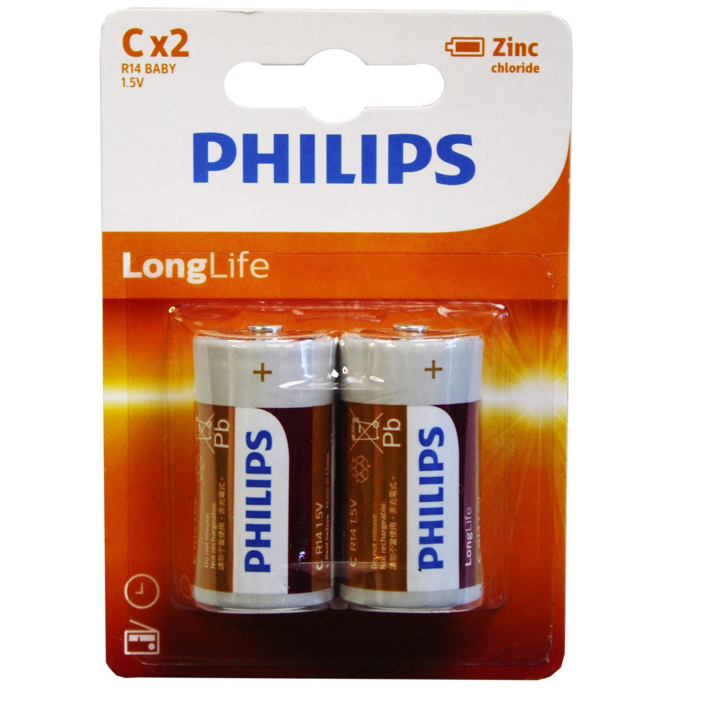 philips long life zinc chloride c batteries - 2 pack - bulk -- 26 per box