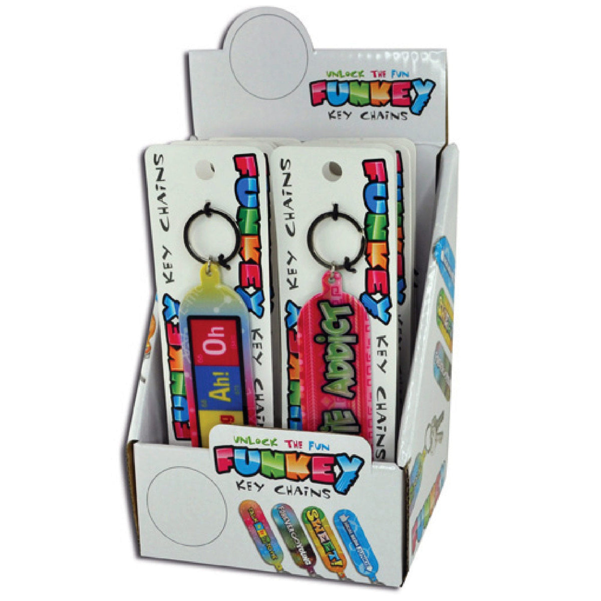 novelty funky sayings keychain - 144 pc countertop display -- 75 per box