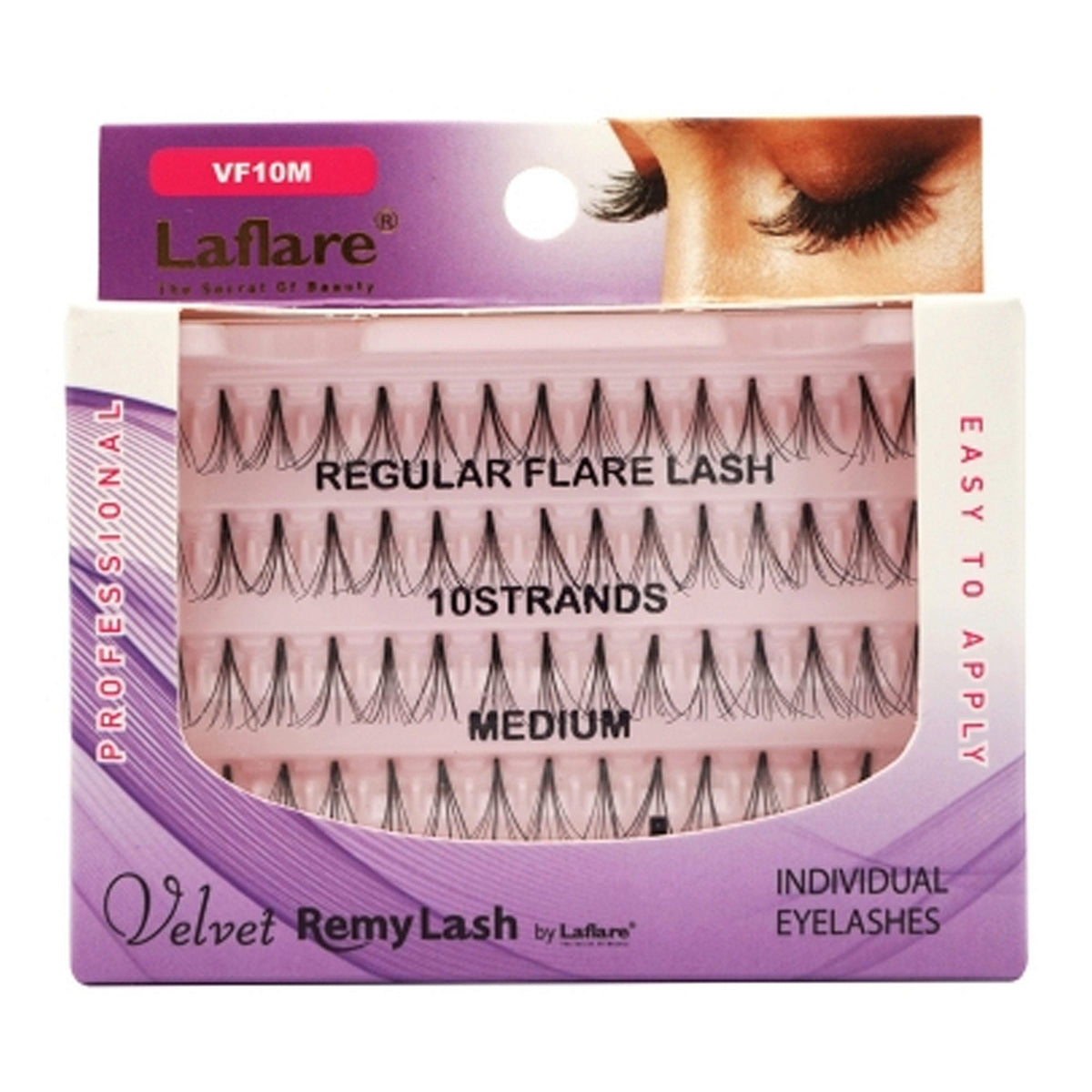 la flare velvet remy 10 strand medium individual eyelashes -- 52 per box