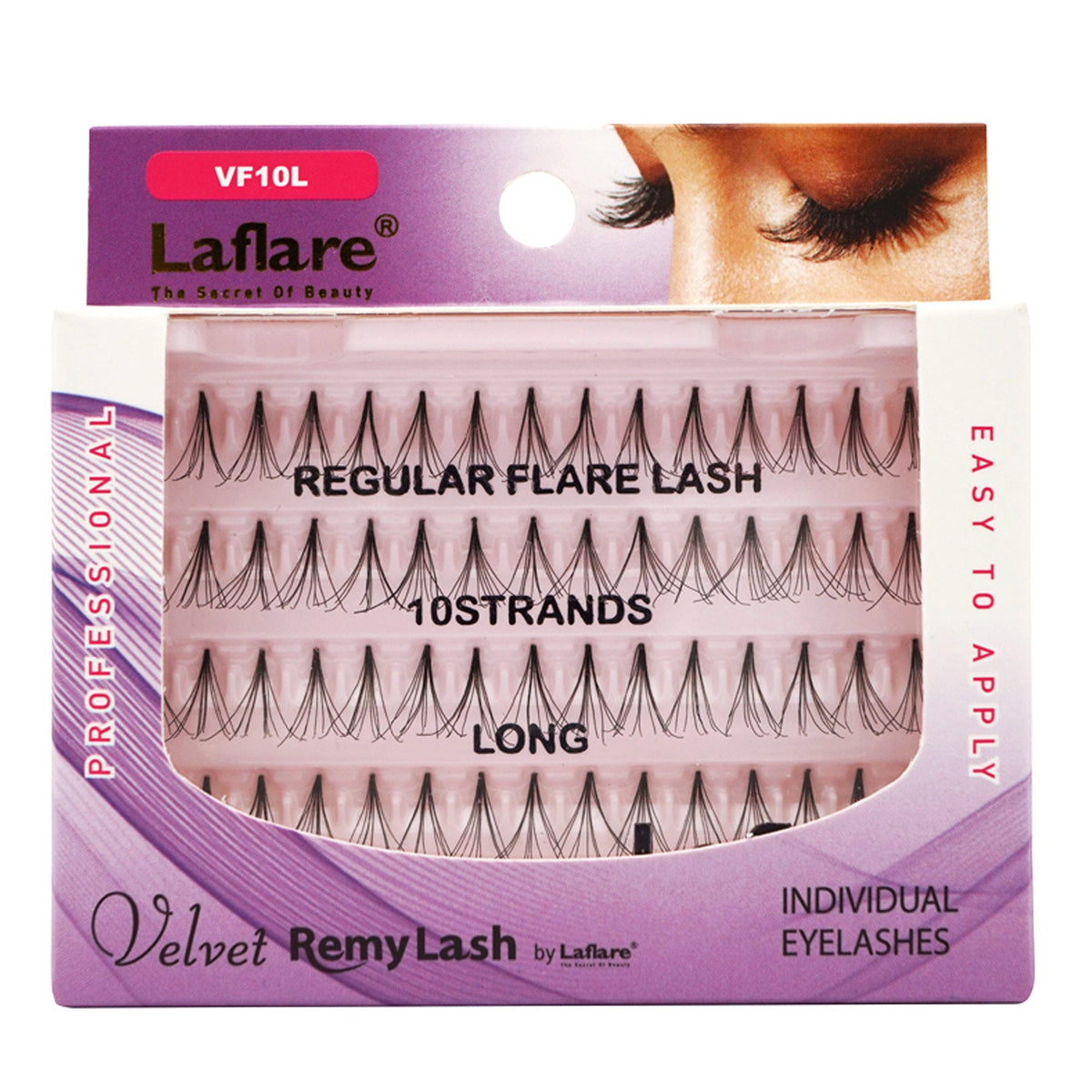 la flare velvet remy 10 strand long individual eyelashes -- 52 per box