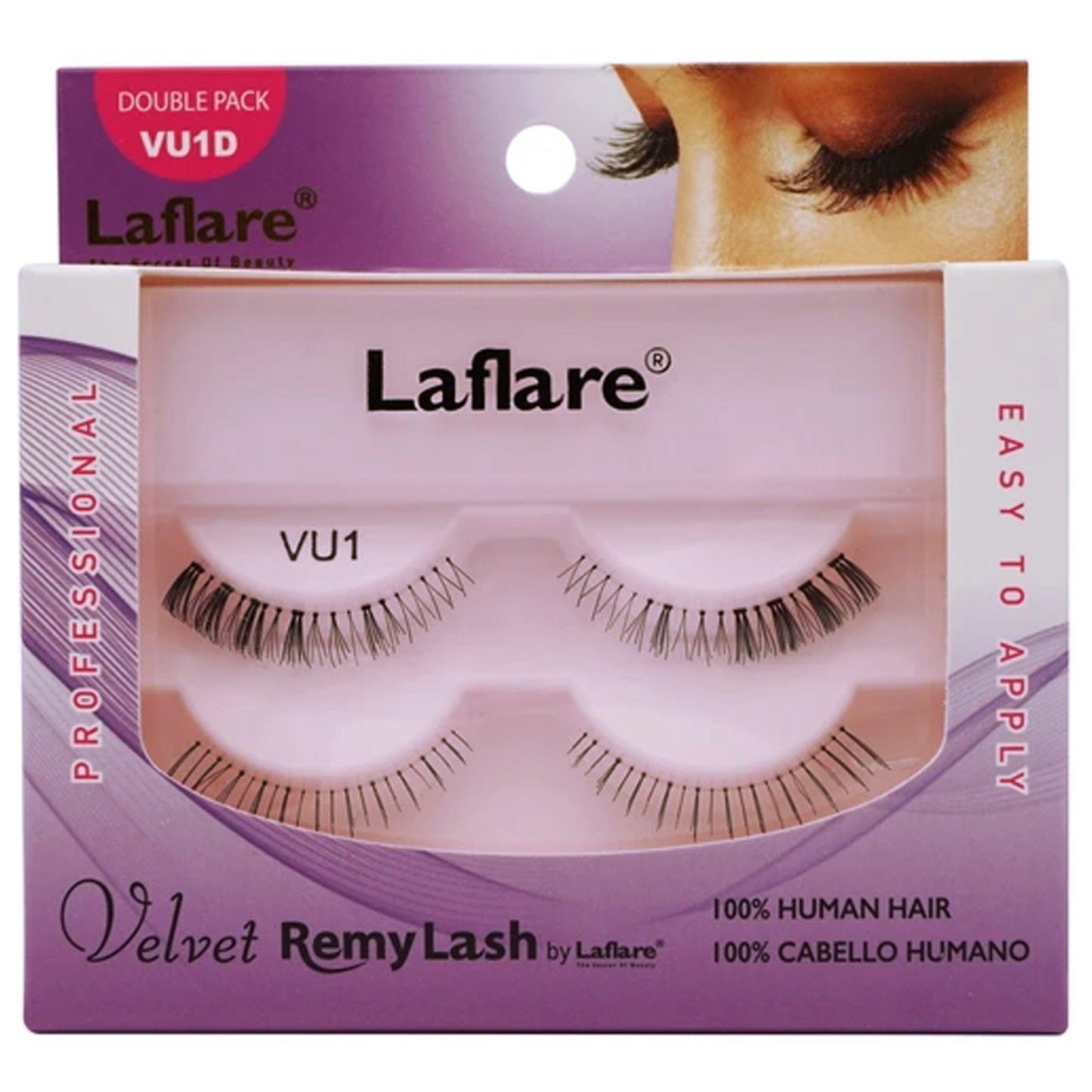 la flare vu1d 100% human hair velvet remy double lower eyelashes - -- 52 per box