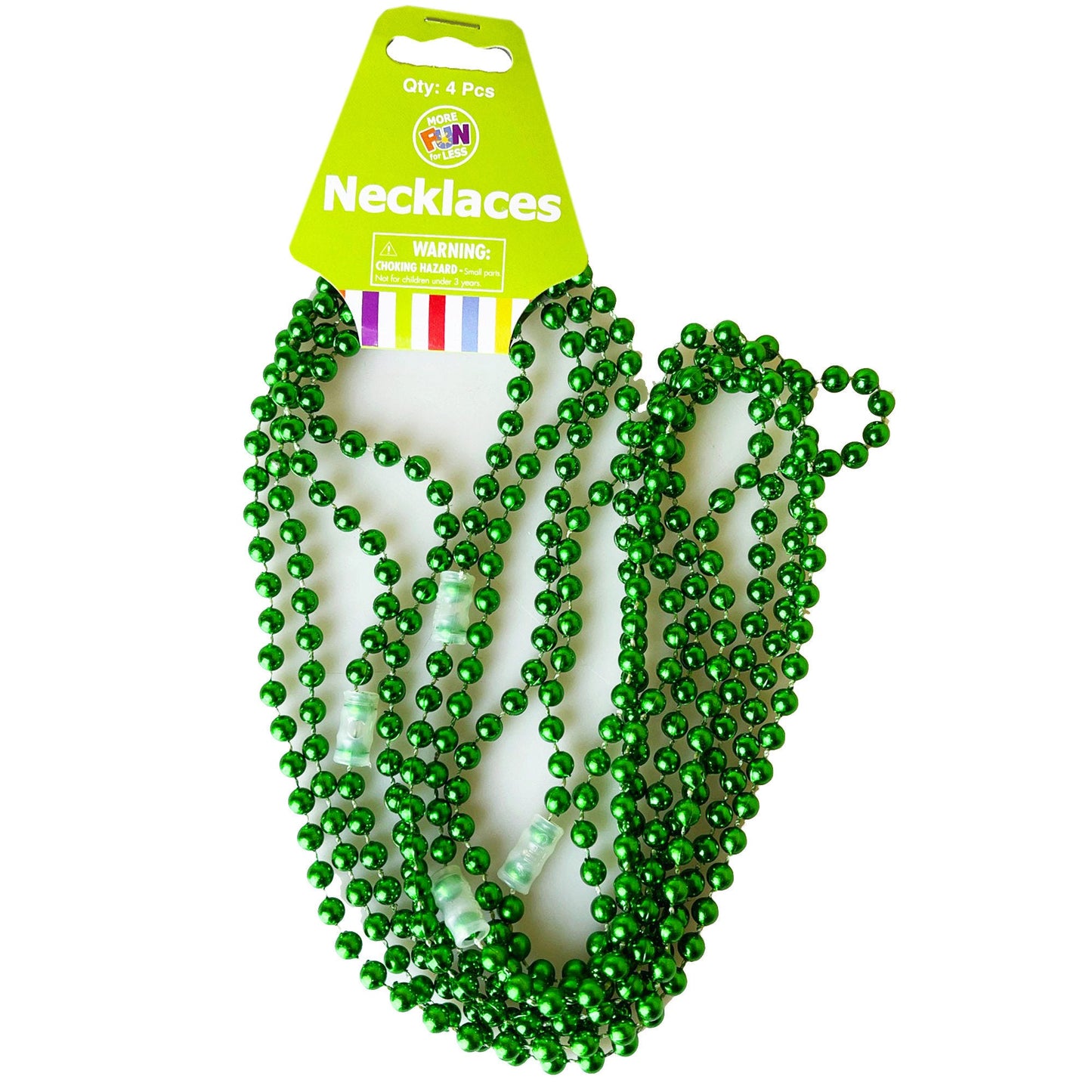 green metallic bead necklaces - 4 pack - -- 69 per box
