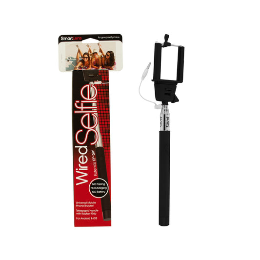 black wired selfie stick - adjustable -- 8 per case