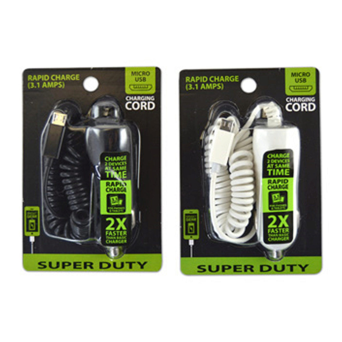 3.1a micro usb car chargers with extra usb port -- 33 per box