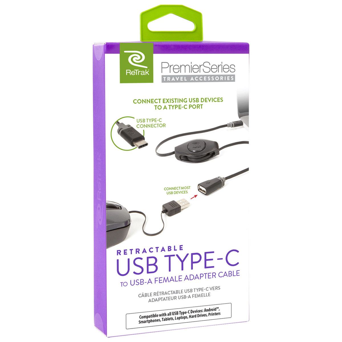 re trak usb type c female extension cables -- 20 per box