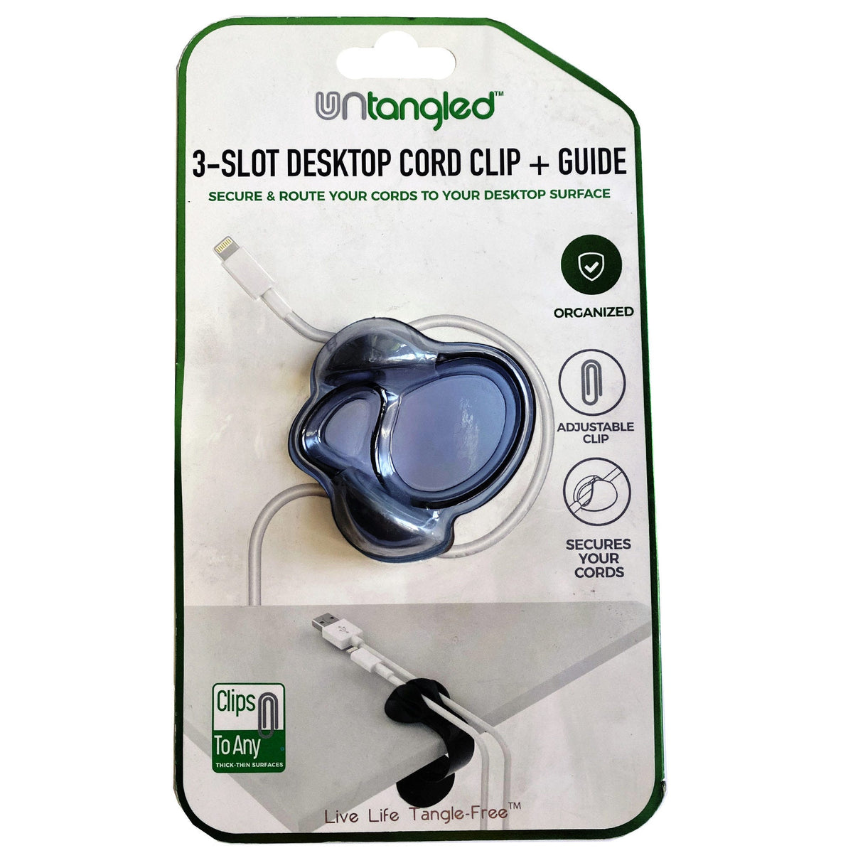 desktop cord cable clip - black -- 24 per case