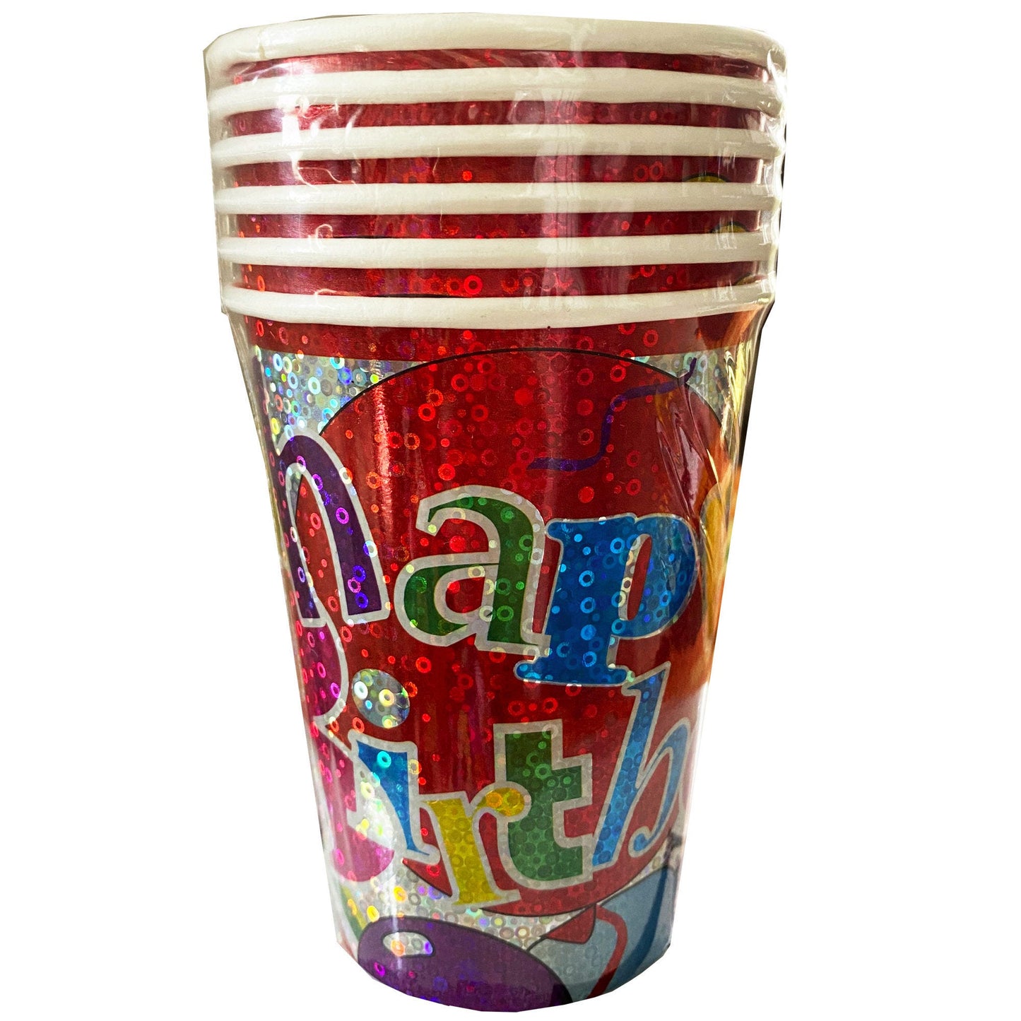 rainbow & balloons laser cups - 9 oz -- 71 per box