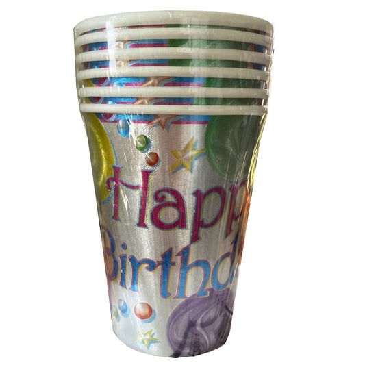birthday marbles embossed cups - 9oz - aa pack -- 71 per box