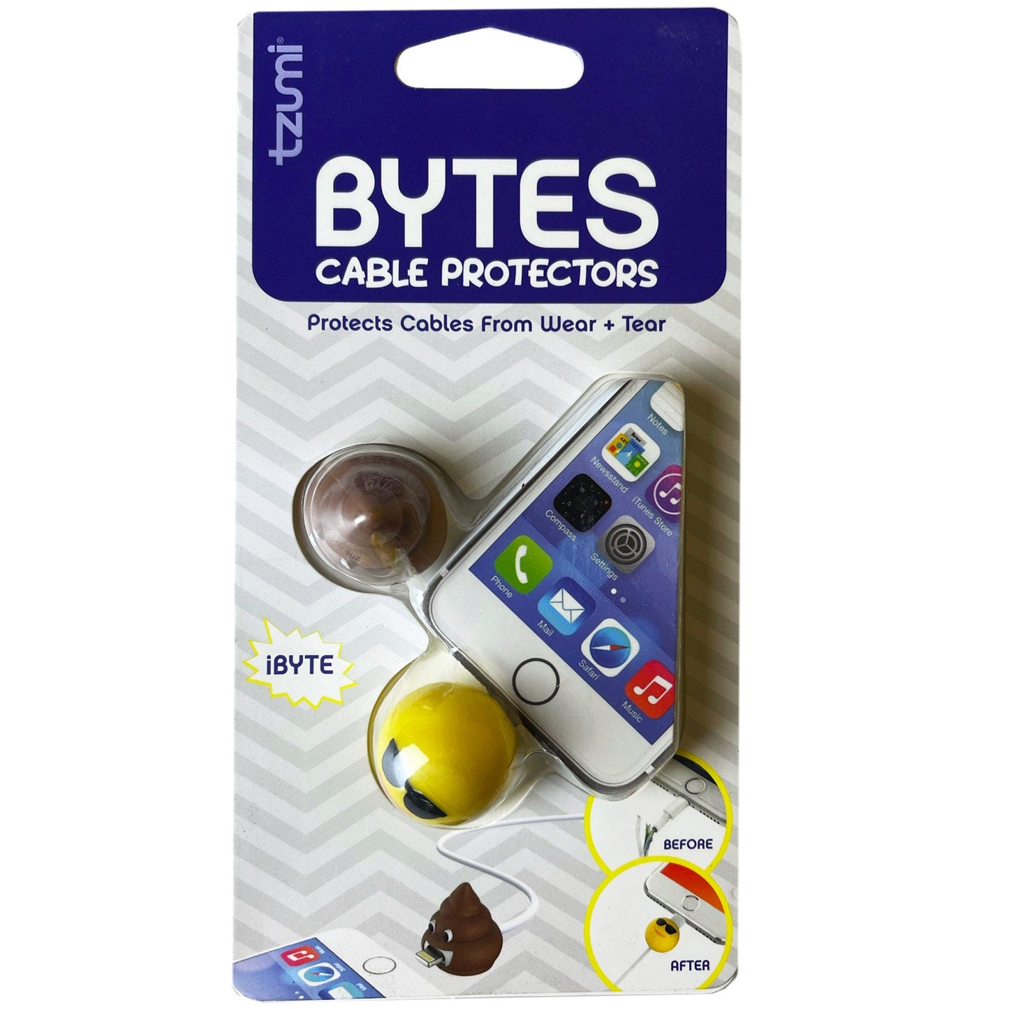 tzumi cord bytes - 2 assorted designs -- 6 per case