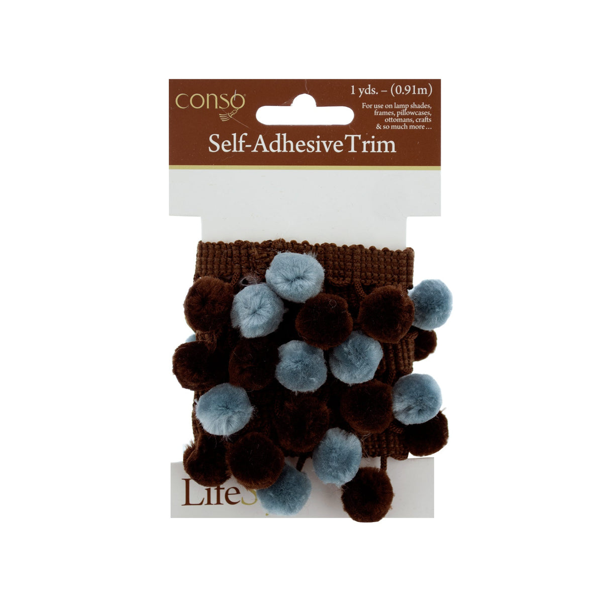brown & blue decorative trim - self adhesive -- 64 per box
