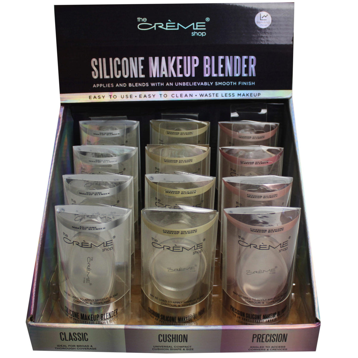 silicone makeup blending sponges - assorted - countertop display -- 51 per box