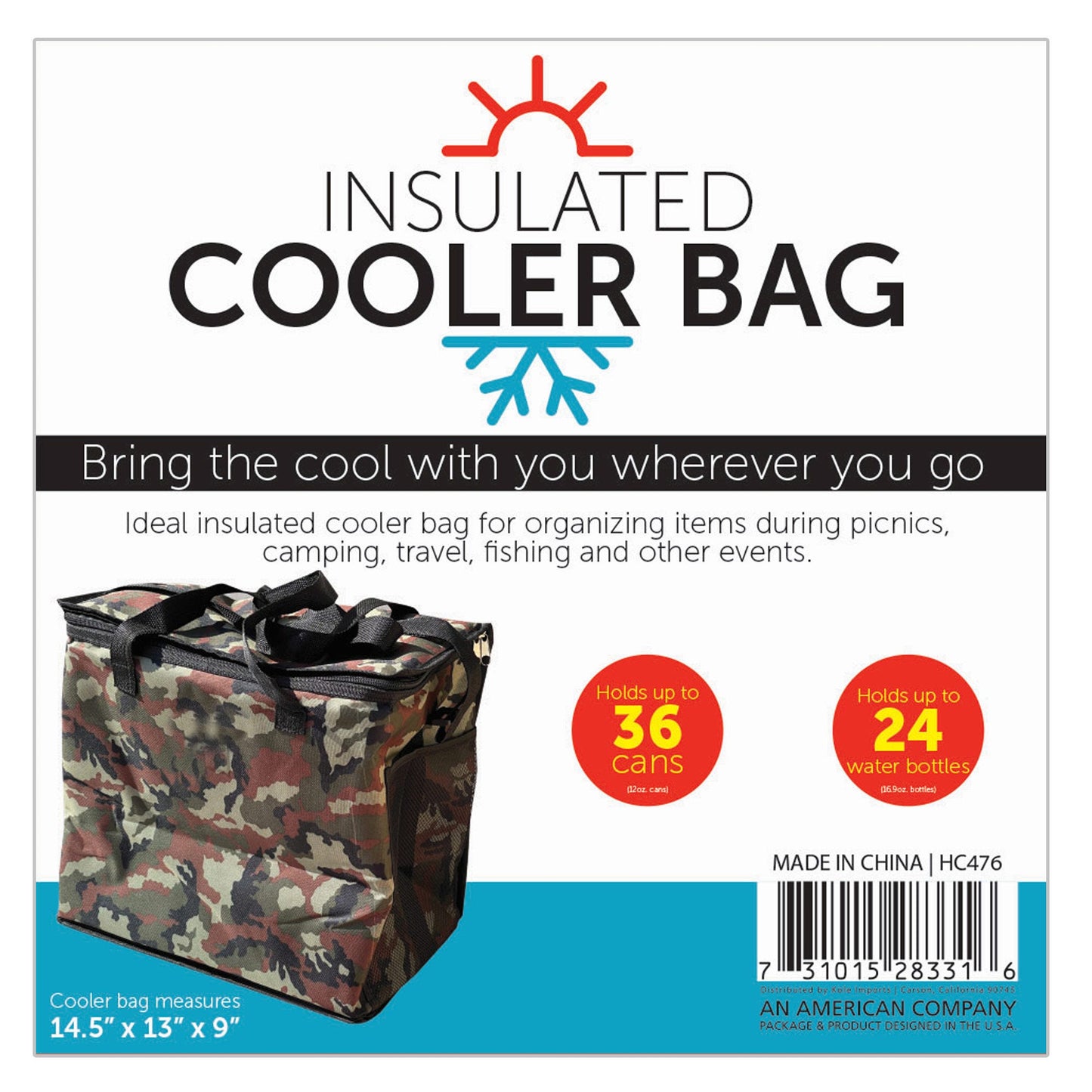 camouflage folding cooler - insulated with travel strap - -- 3 per box