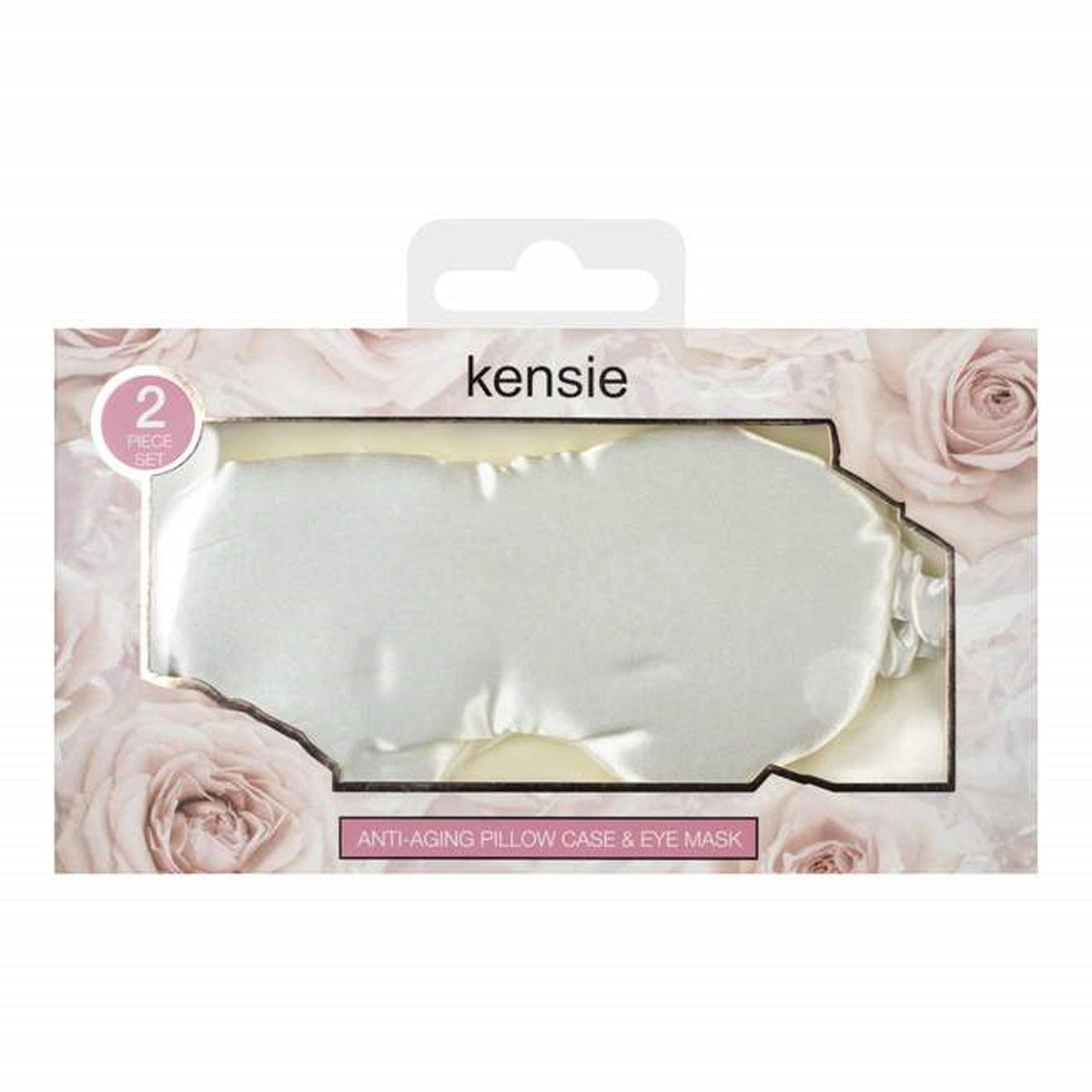 kensie ivory satin pillowcase and eye mask set -- 12 per box