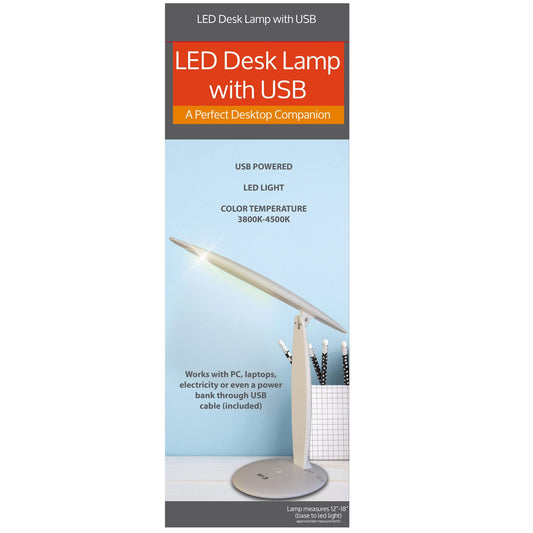 led bendable desk lamps with usb charger -- 4 per box
