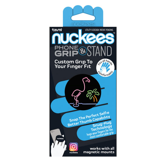 nuckees phone grip & stand - neon flamingo design -- 36 per case