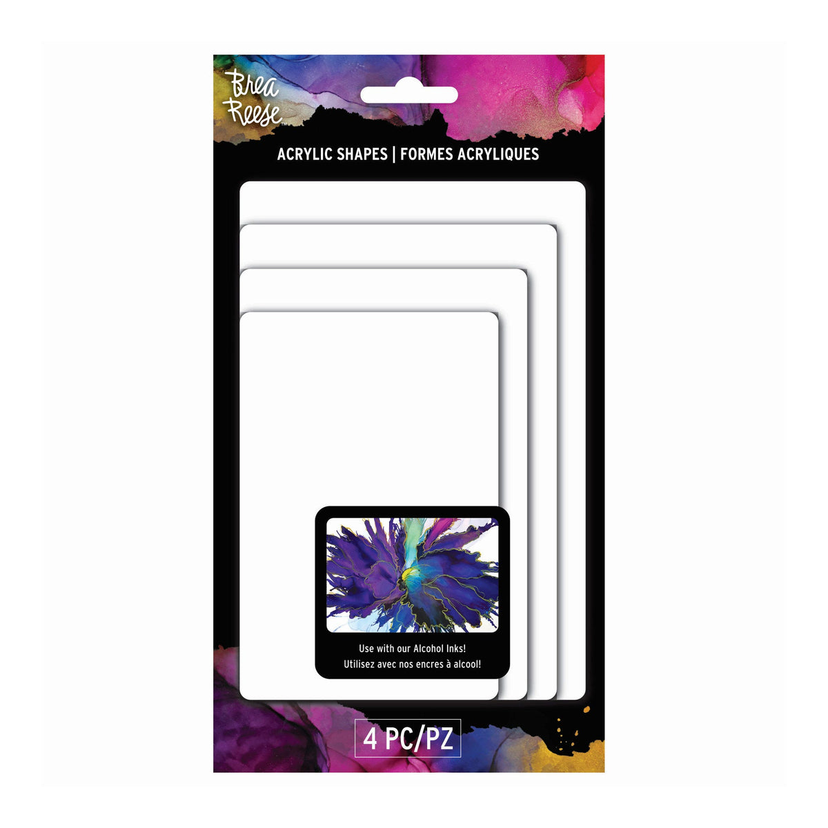 acrylic rectangle shapes - white - assorted sizes - -- 32 per box