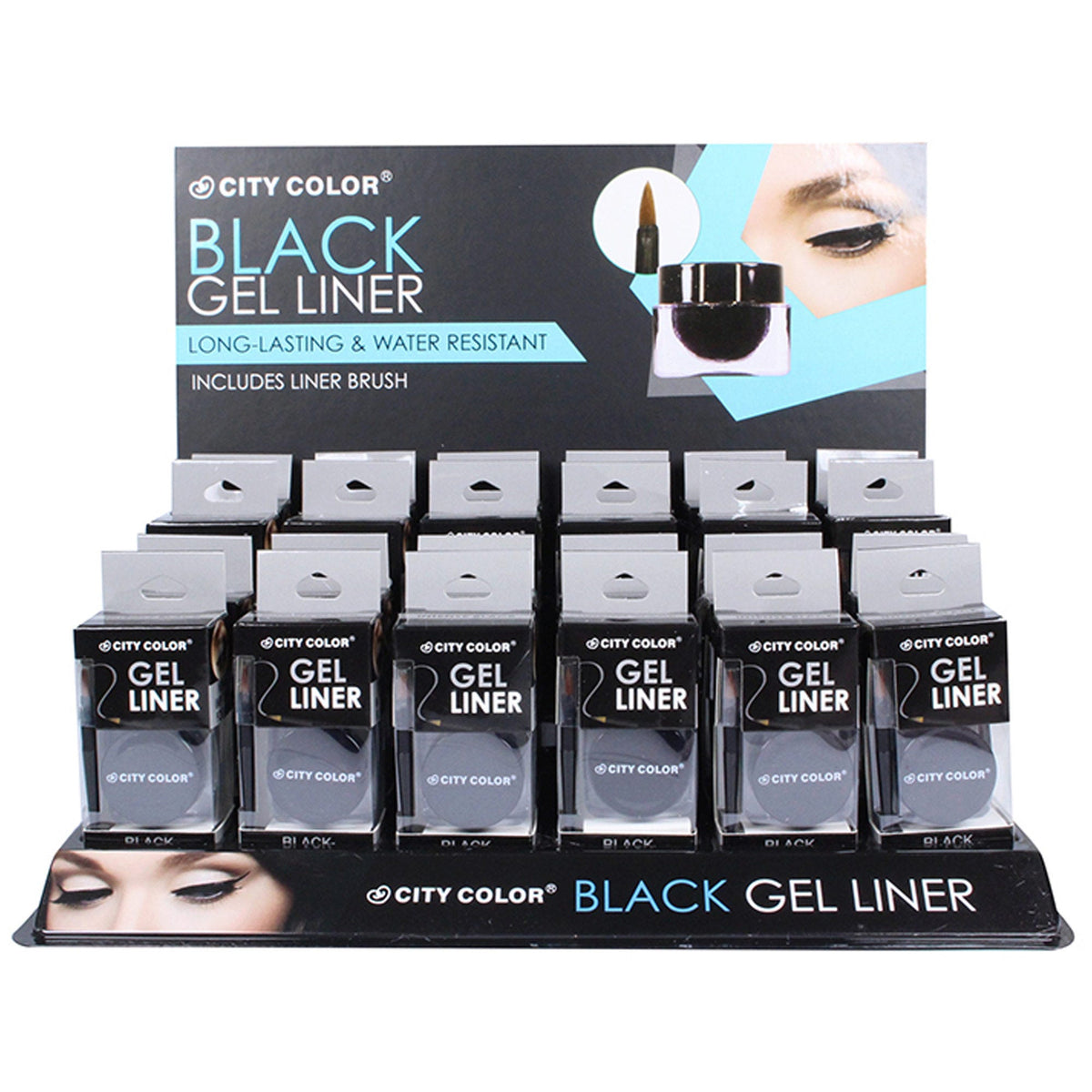 black gel eyeliner display - 96 pieces -- 55 per box
