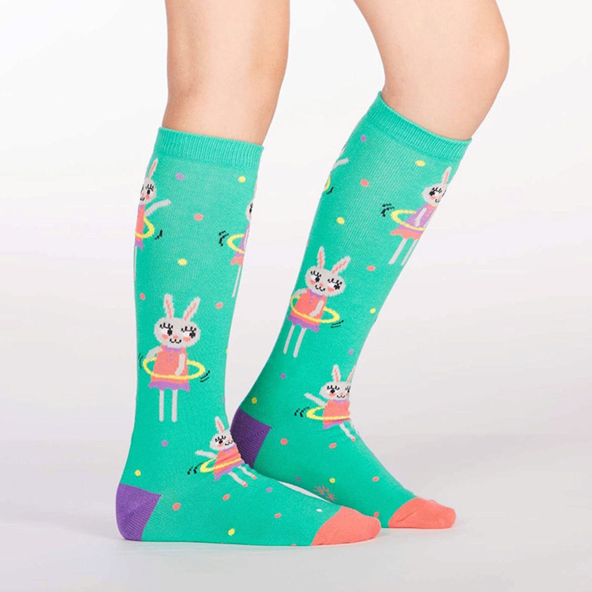 sock it to me knee hoola hoopin bunnies socks - youth -- 29 per box