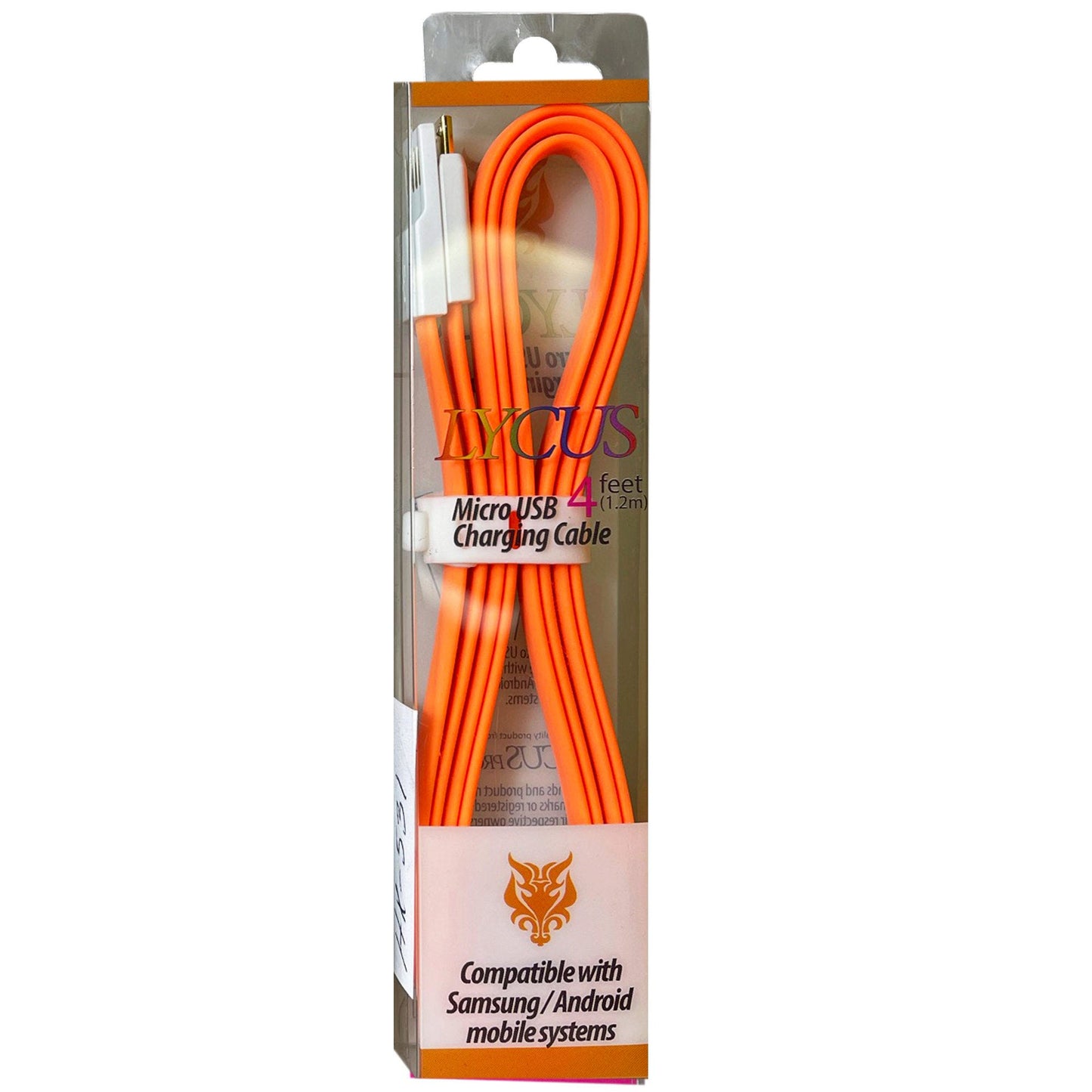 lycus 4 foot micro usb charging cable - orange - bulk 288 -- 42 per box