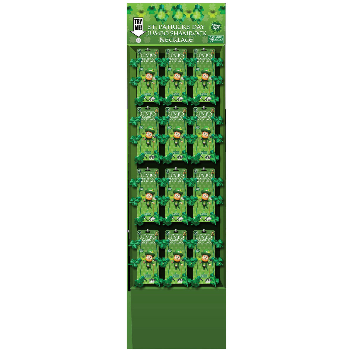 st. patrick's day 6 led jumbo green necklace -- 24 per case