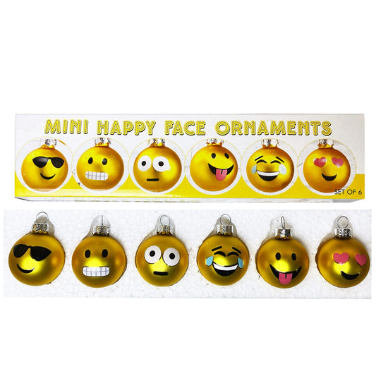 set of 6 mini happy face hanging ornaments -- 33 per box