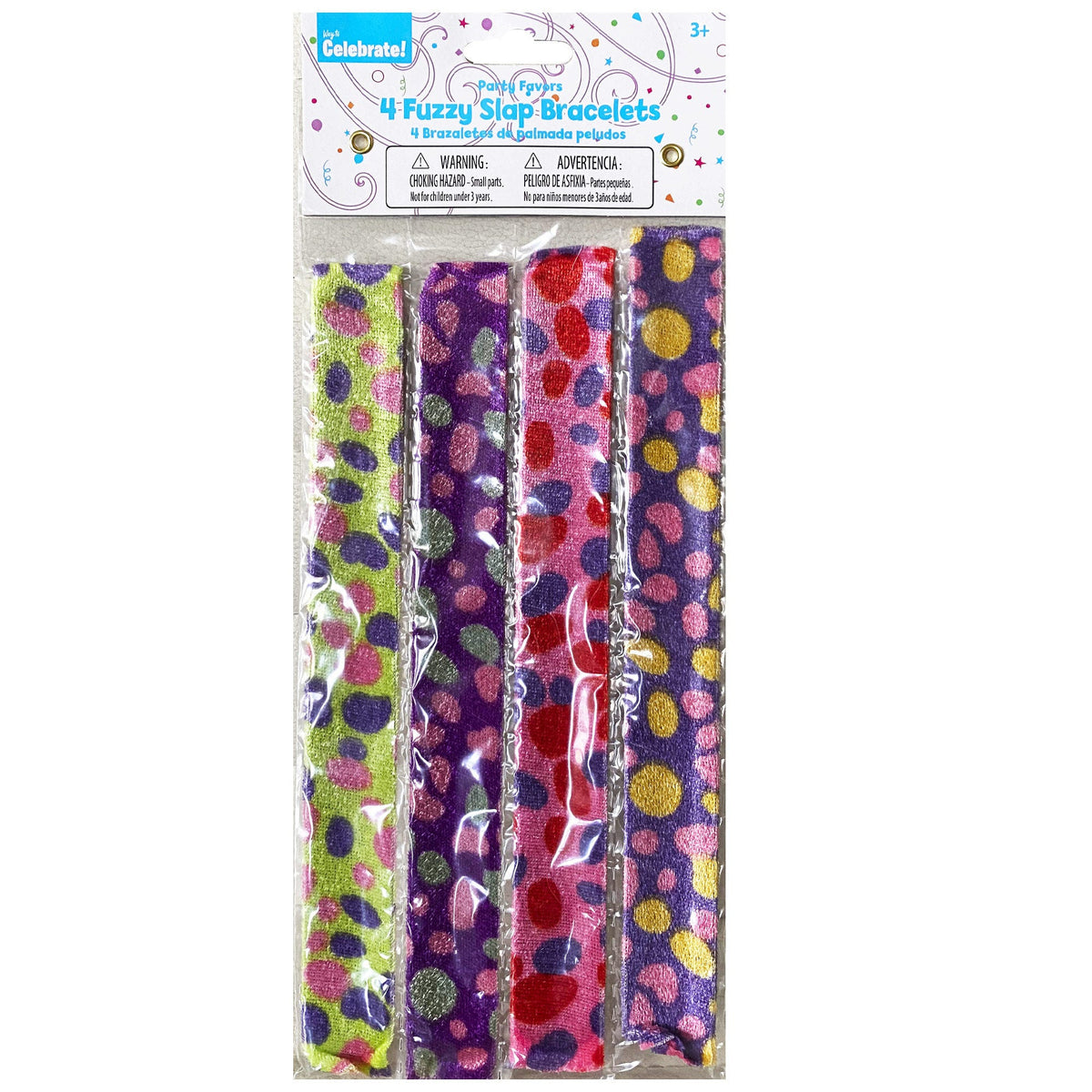fuzzy slap bracelets - 4 pack -- 48 per case