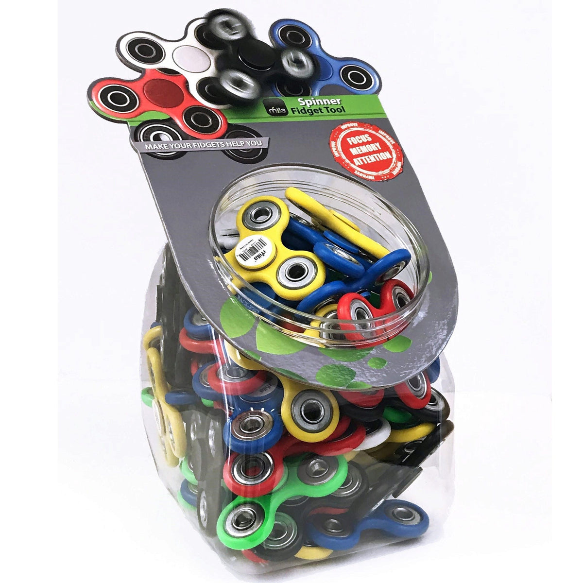 assorted color hand spinners - tub display - bulk 272 pieces -- 71 per box