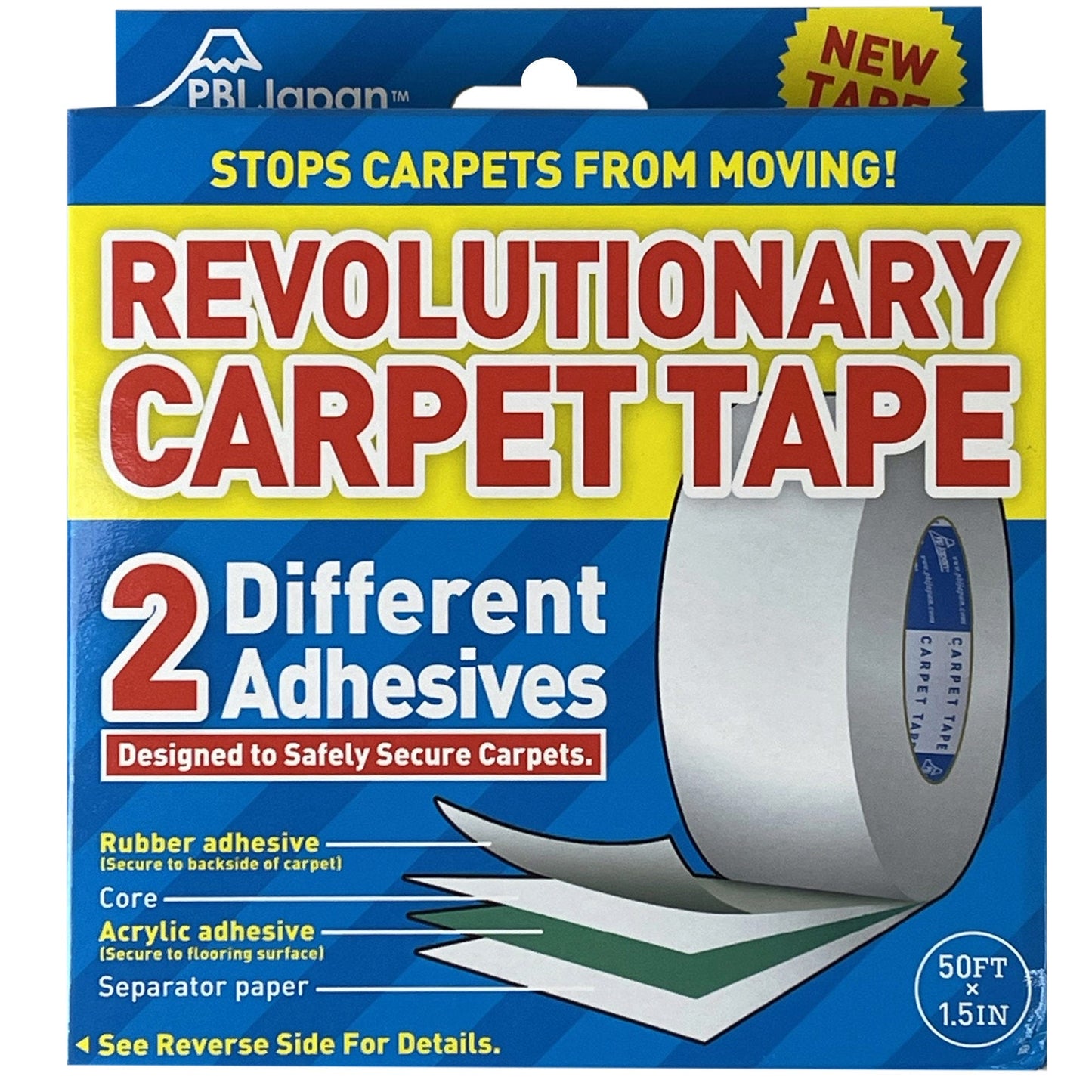 50ft carpet tape 1.5 in wide - 30/case - -- 10 per box