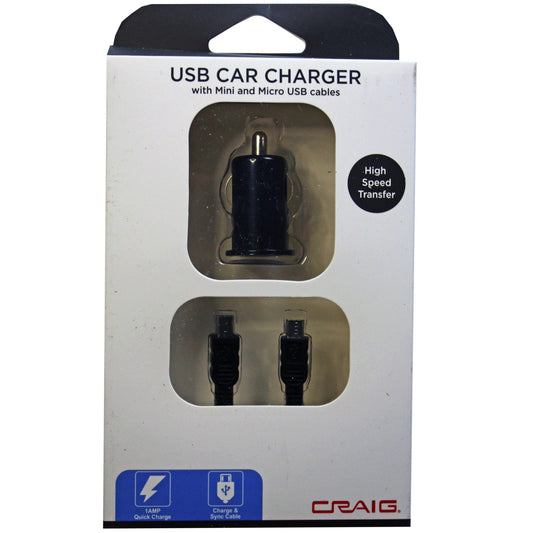 craig high speed usb car charger - mini & micro cables -- 14 per box