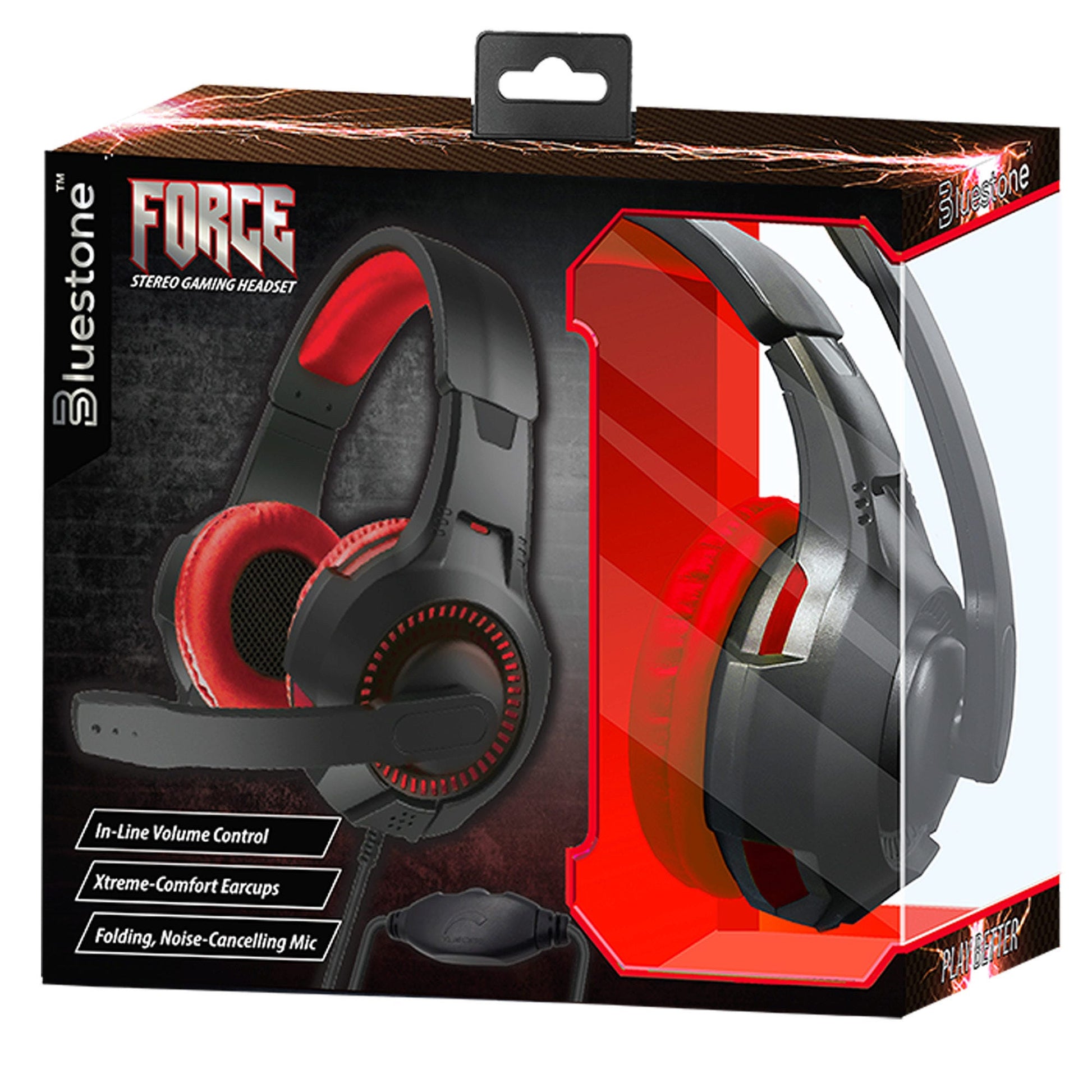 force gaming headphones - stereo - microphone -- 3 per box