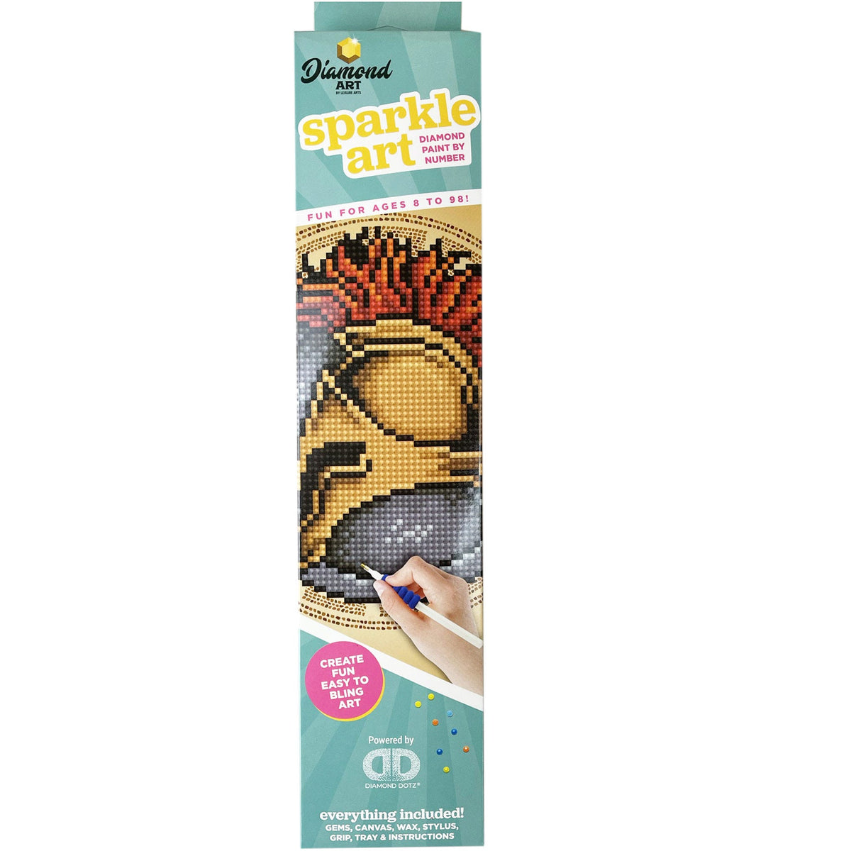leisure arts sparkle spartan 8x8 diamond paint kit - create a masterpiece -- 17 per box