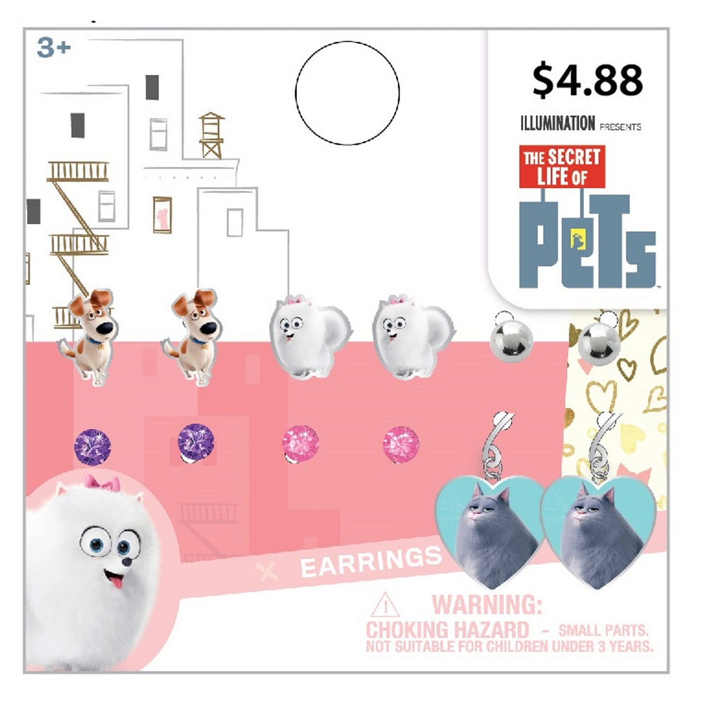 the secret life of pets earrings - 12 piece set - -- 45 per box