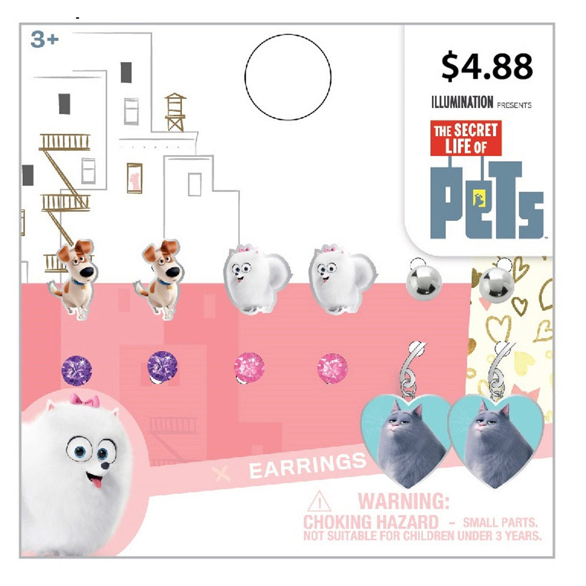 the secret life of pets earrings - 12 piece set - -- 45 per box