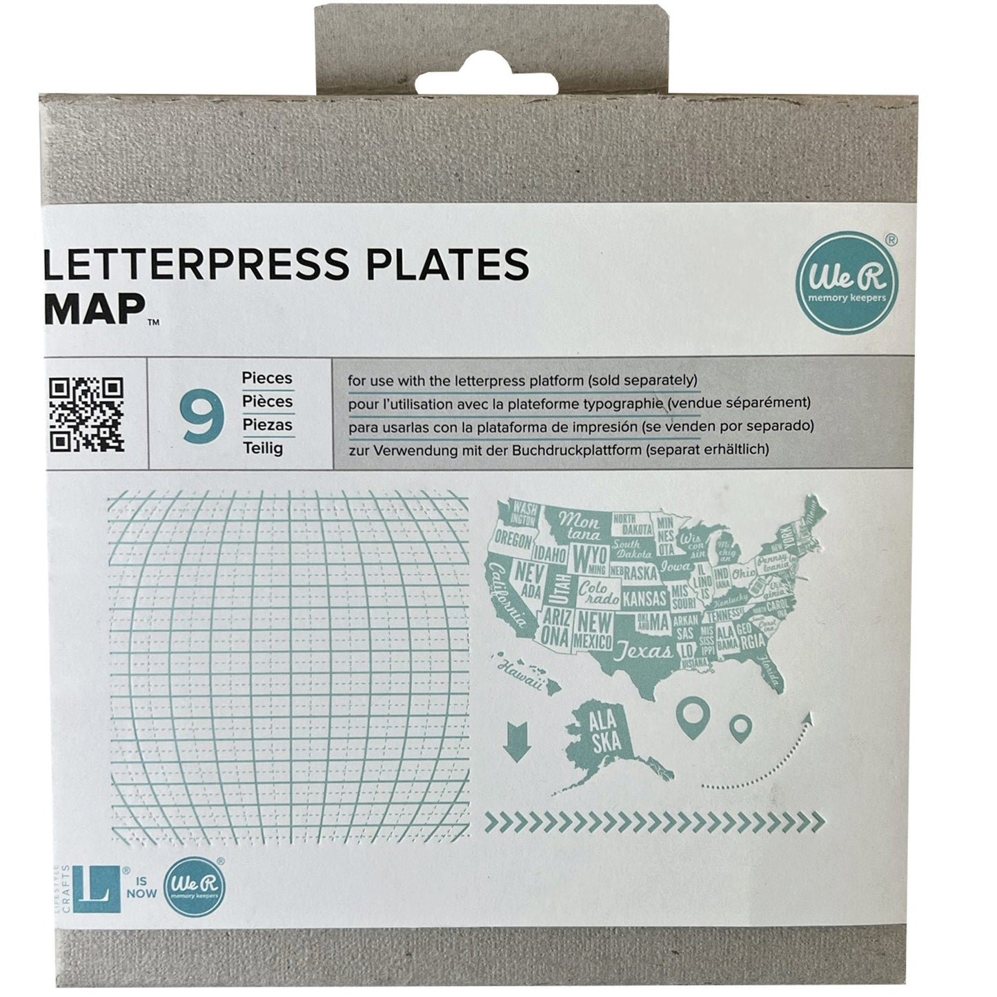 map themed letterpress plates - - -- 17 per box