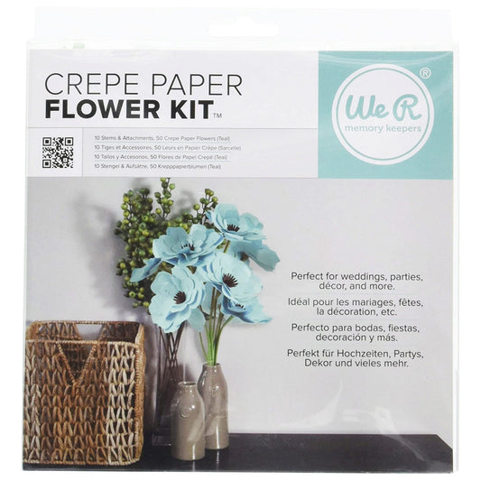 teal crepe paper flower making kit - 90 pieces -- 17 per box
