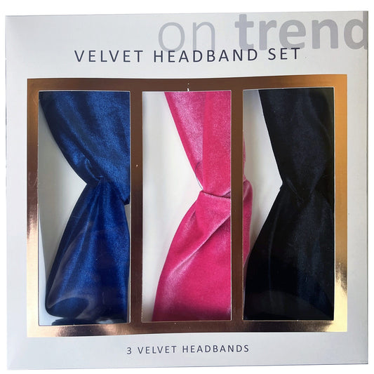 new arrivals 3 piece velvet headband set -- 12 per case