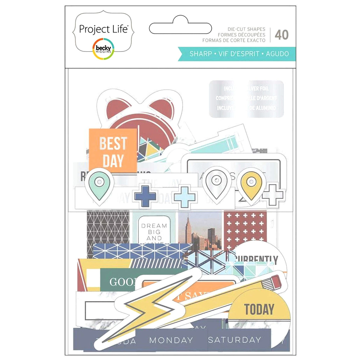project life sharp edition 40 pack ephemera die-cut shapes -- 8 per box