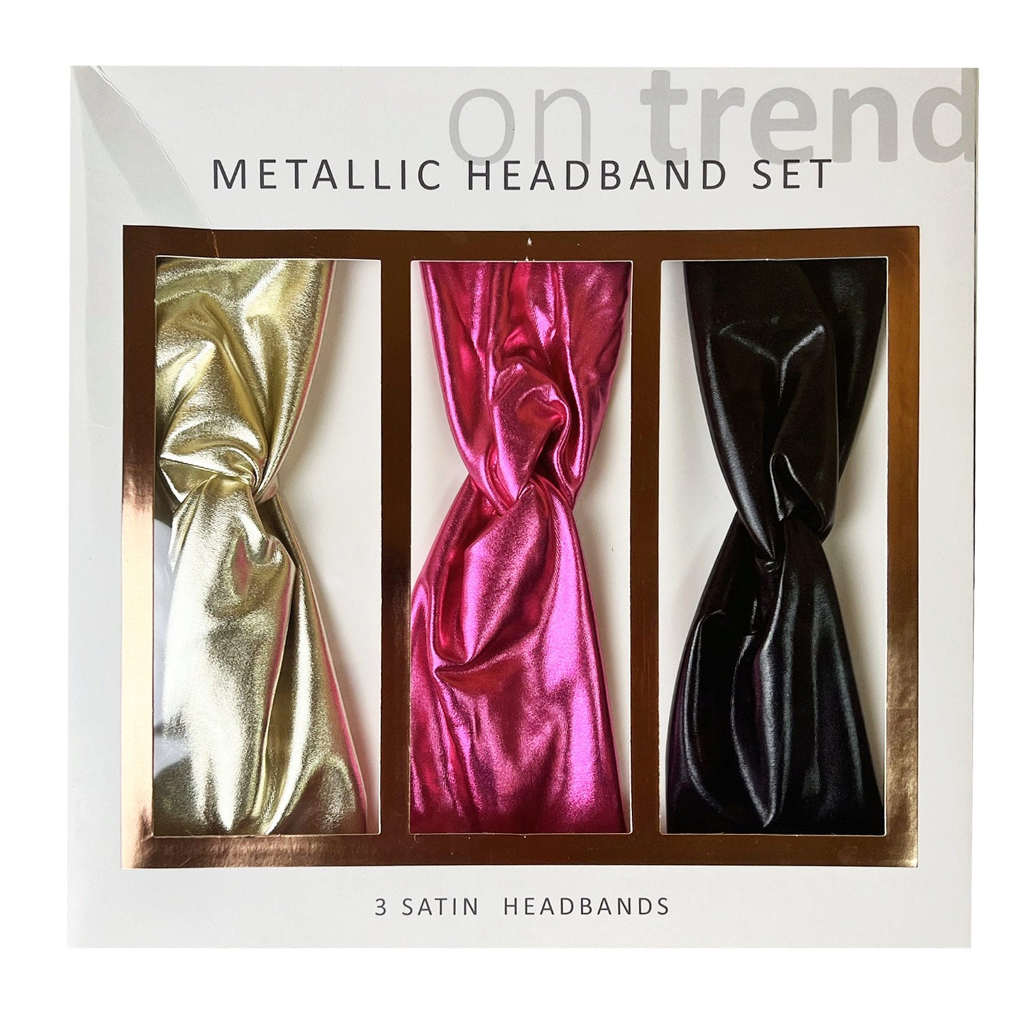 satin metallic headband set - 3 pieces - -- 12 per case