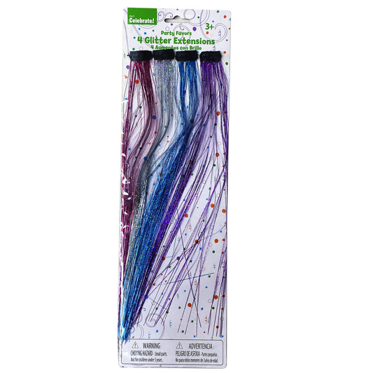 glitter hair extensions party favors -- 48 per case