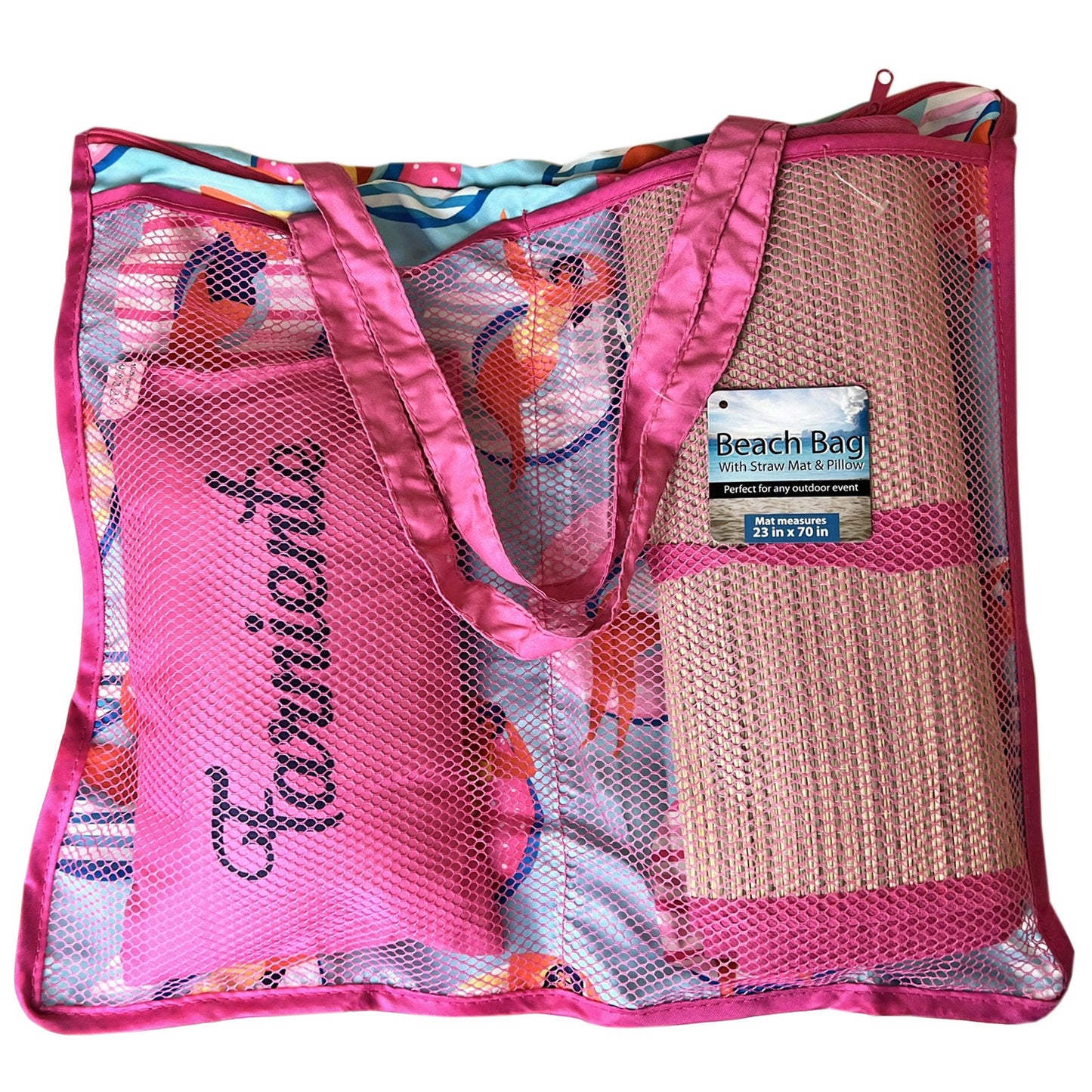 beach tote bag with rolled seating mat - - -- 3 per box