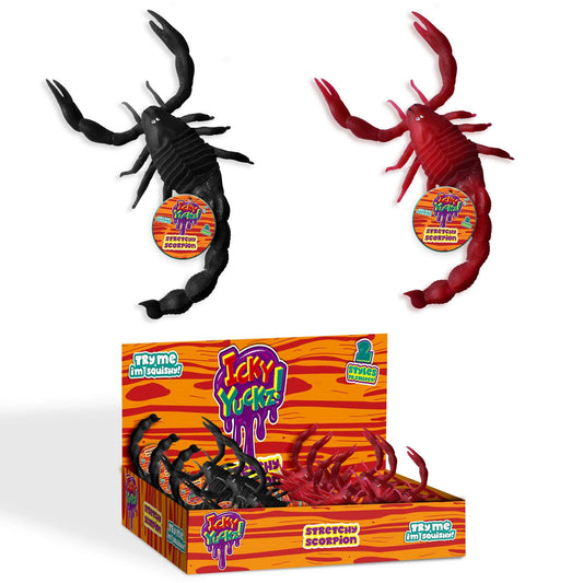 icky yuckz! - stretchy giant scorpions assortment - pdq display -- 24 per case