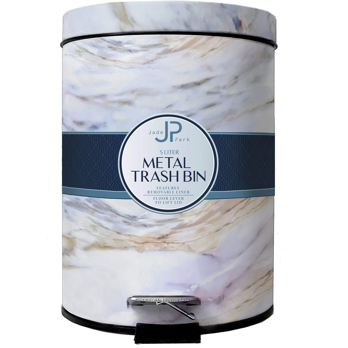 jade park 5 liter marble pink metal trash bin -- 3 per box