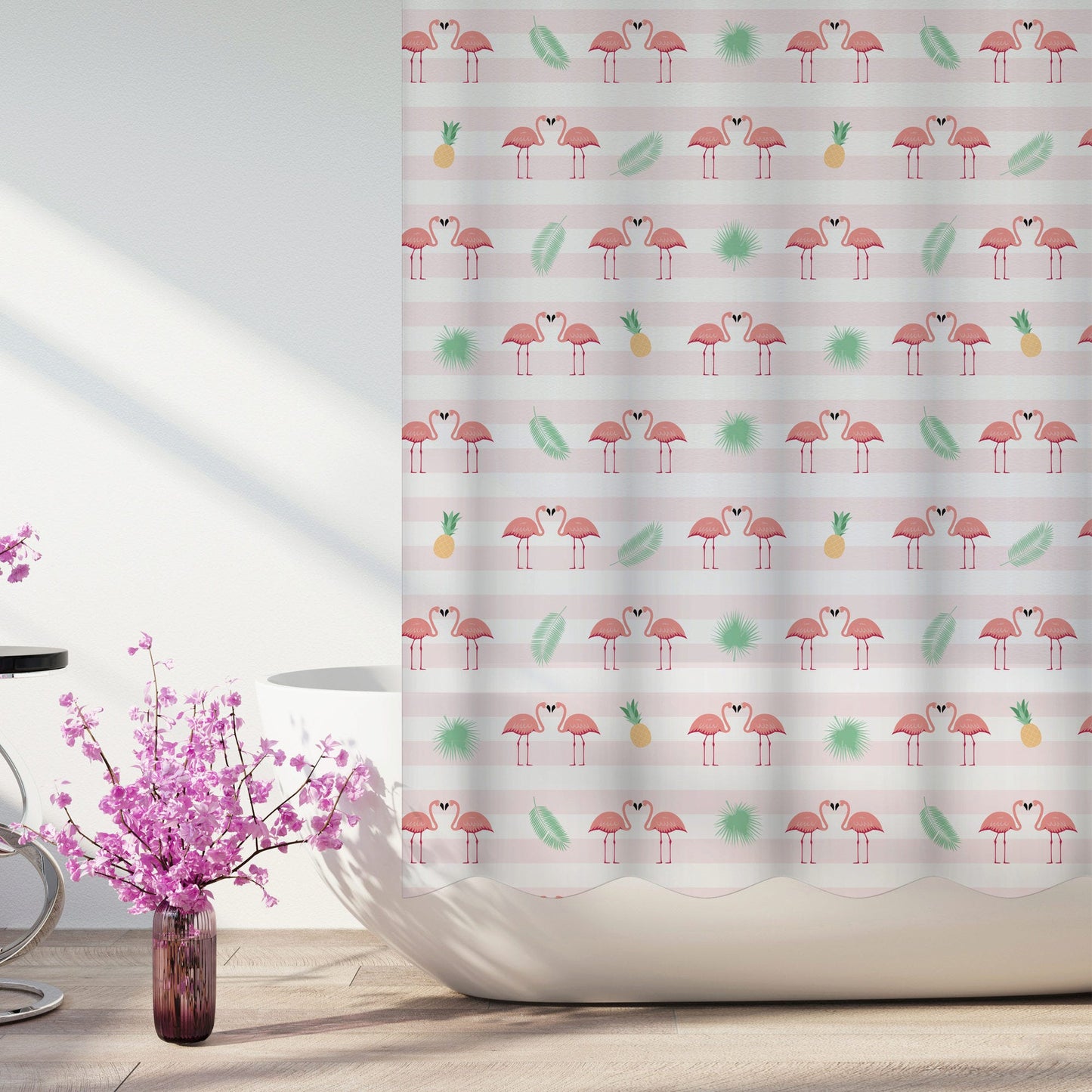jade park flamingo shower curtain - 70 x 72 - -- 6 per box