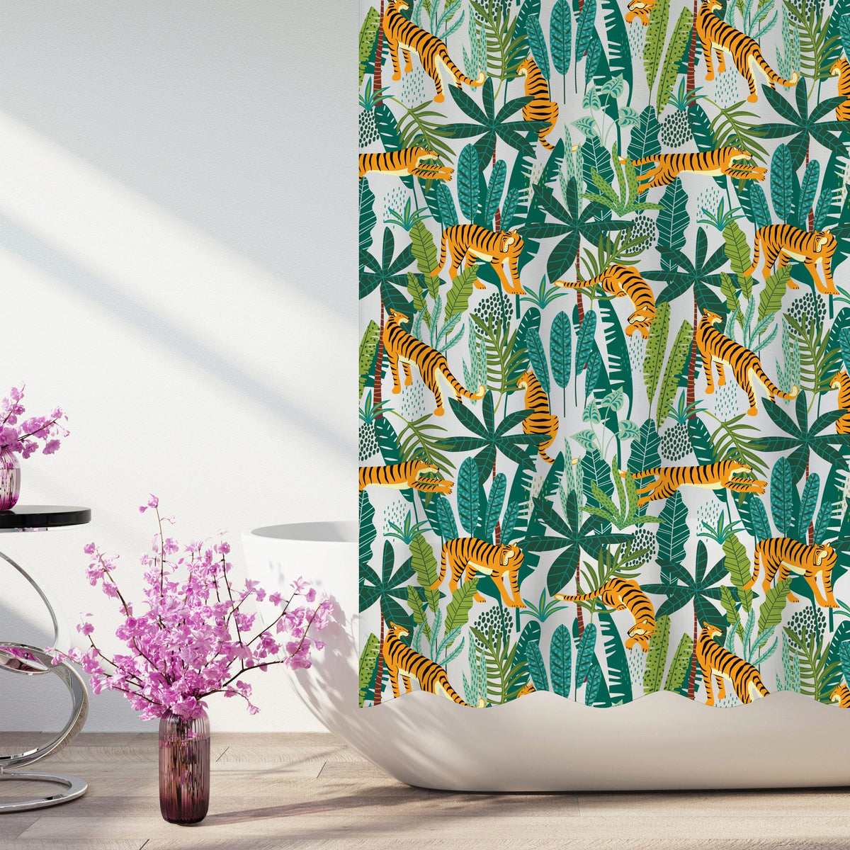 jade park peva tiger lounge shower curtain - 70x72 -- 6 per box