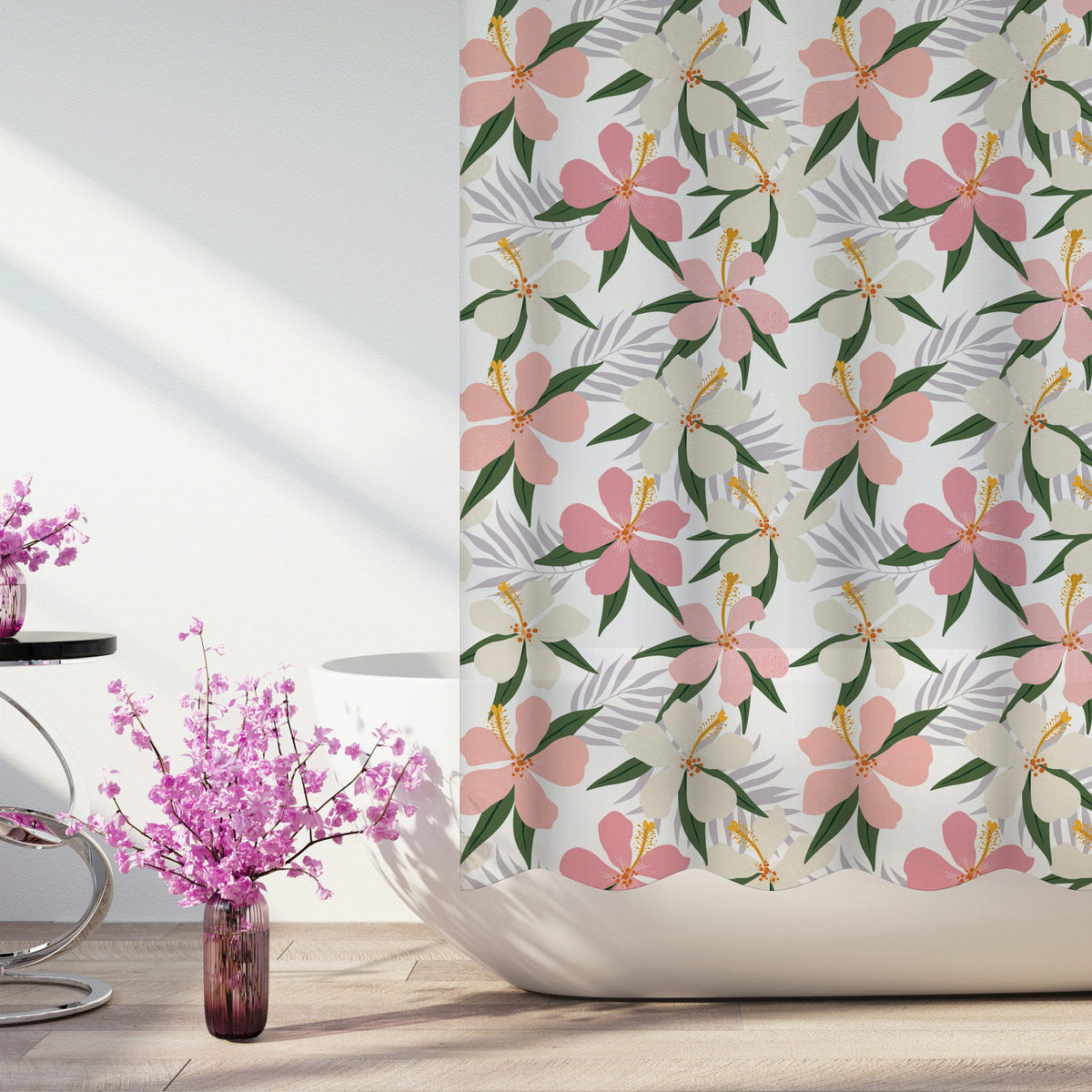 peva hibiscus shower curtain 70x72 - bulk -- 6 per box