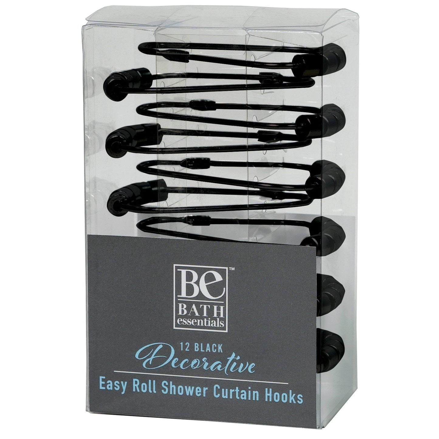 decorative black shower curtain hooks - -- 8 per box