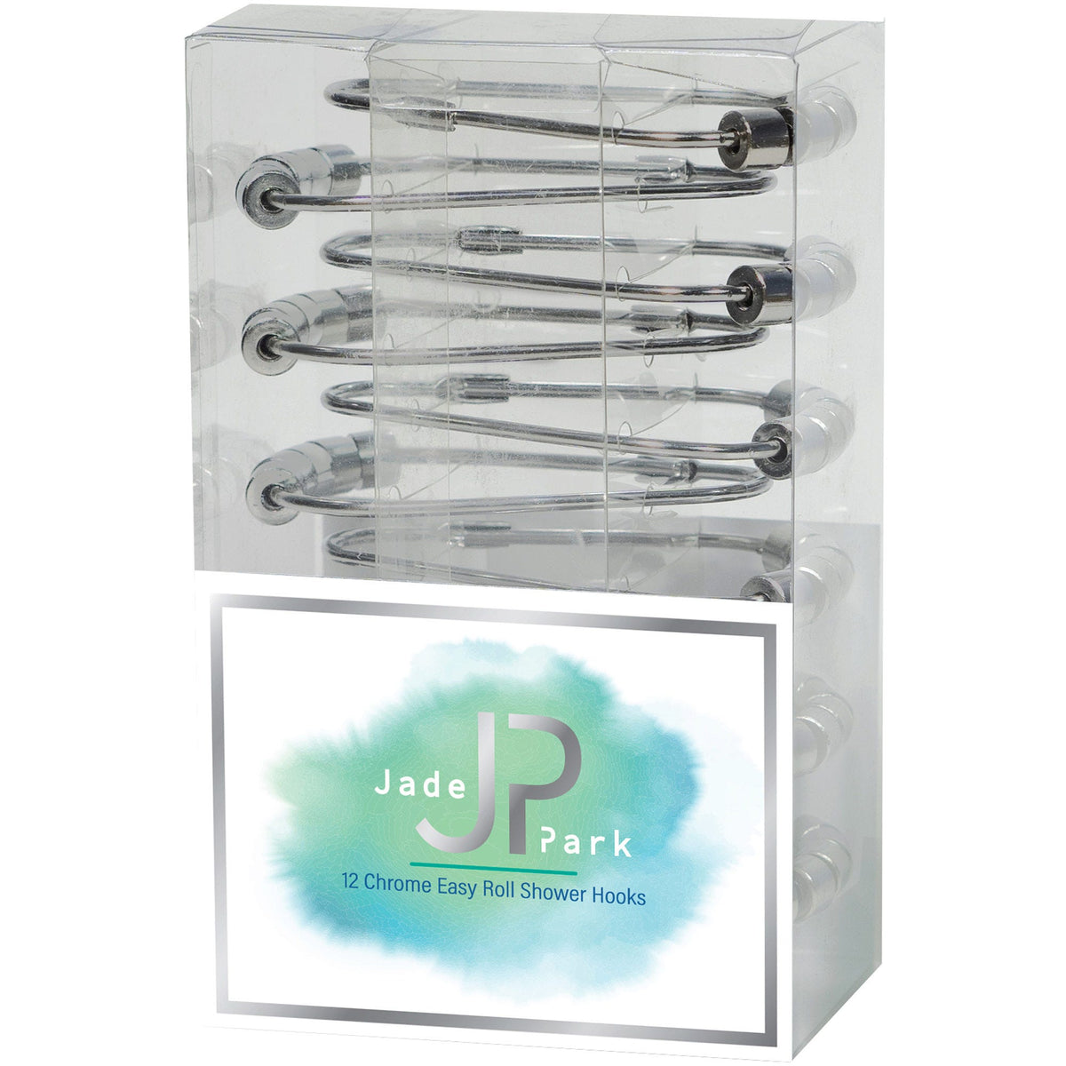 jade park decorative satin nickel shower curtain hooks -- 8 per box