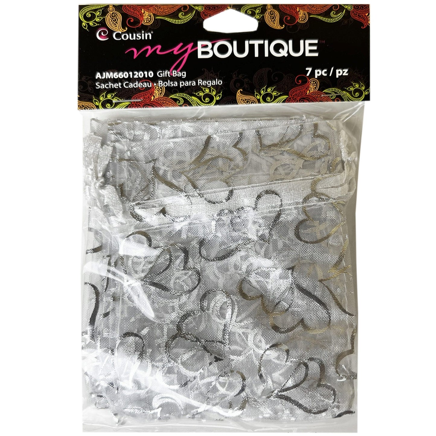 7pc hearts organza bag set - -- 51 per box